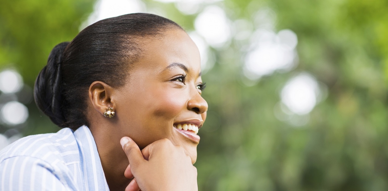 african american woman relaxing outdoors